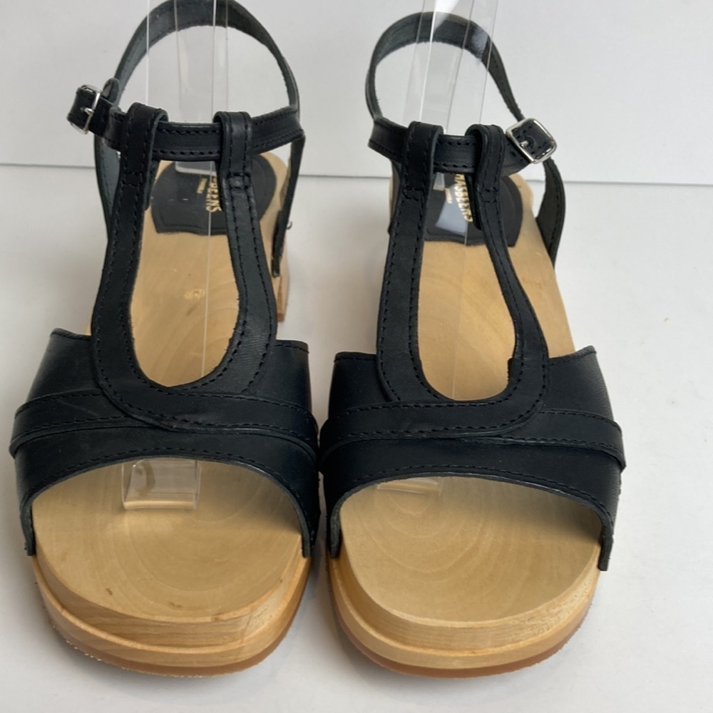 Swedish Hasbeens Ulla Low Heel Clogs Sandals Black EU39 US9 Scandi Girl Granola - Picture 8 of 16